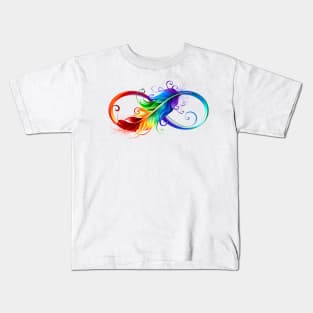 Infinity Symbol with Rainbow Feather Kids T-Shirt